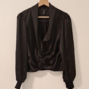 Aqua Black Satin Blouse